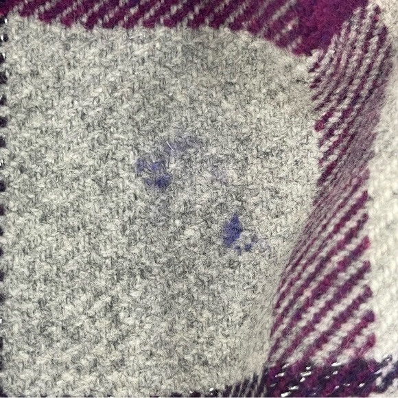 Burberry Peacoat In Grey, Purple And Cream Check Plaid Size 8 - Picture 6 of 7